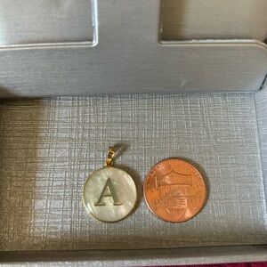 18k Real Gold Initial Letter A Mother of Pearl Pendant